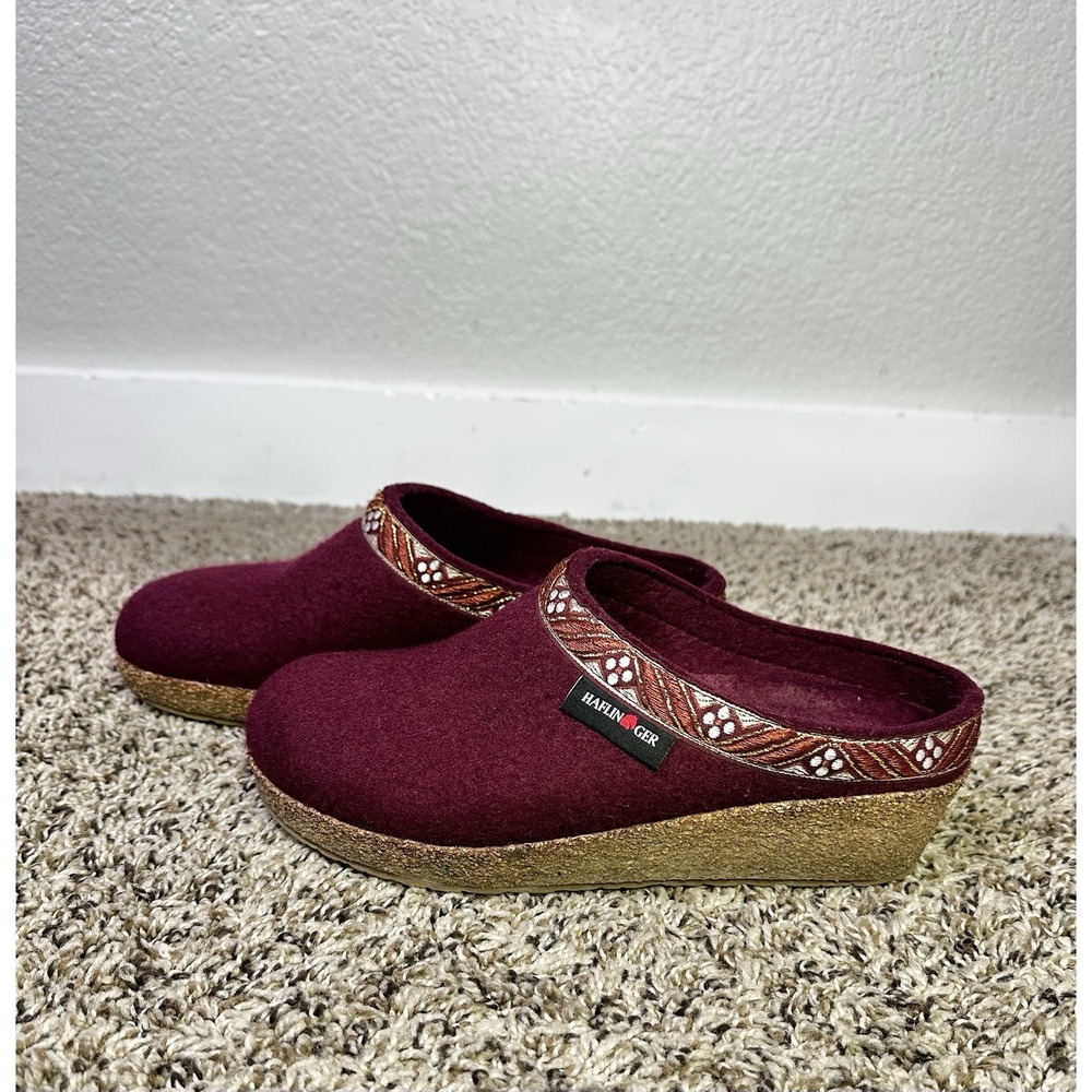 Haflinger Art Nouveau Bordo Wool Clogs Women's EU37 US Size 6.5 Burgundy